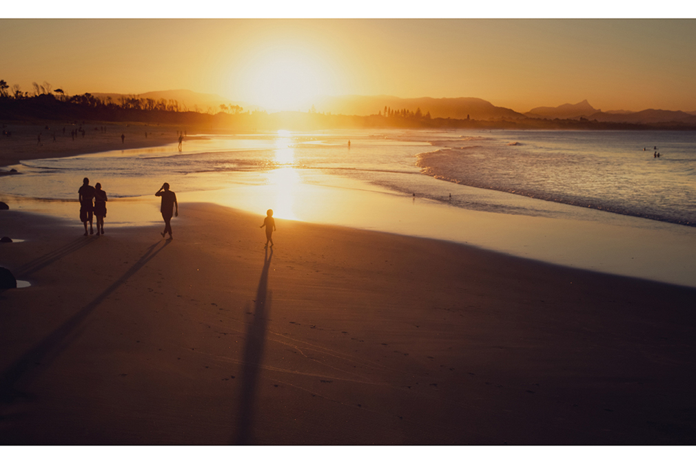 Sunset on the beach, Byron Bay